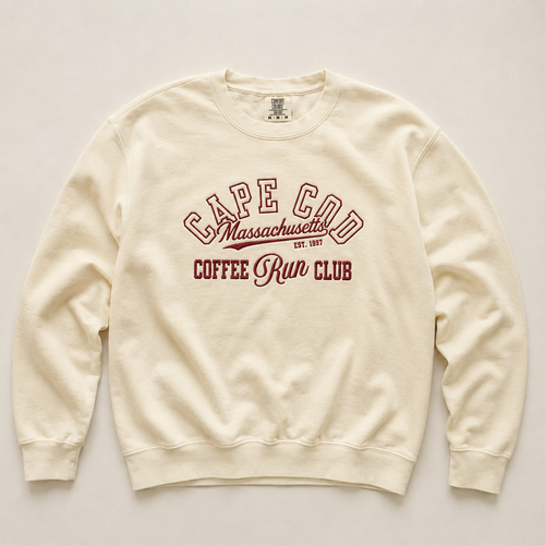 Cape Cod Coffee Run Club Embroidered Crewneck