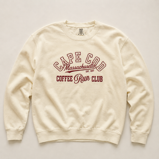 Cape Cod Coffee Run Club Embroidered Crewneck