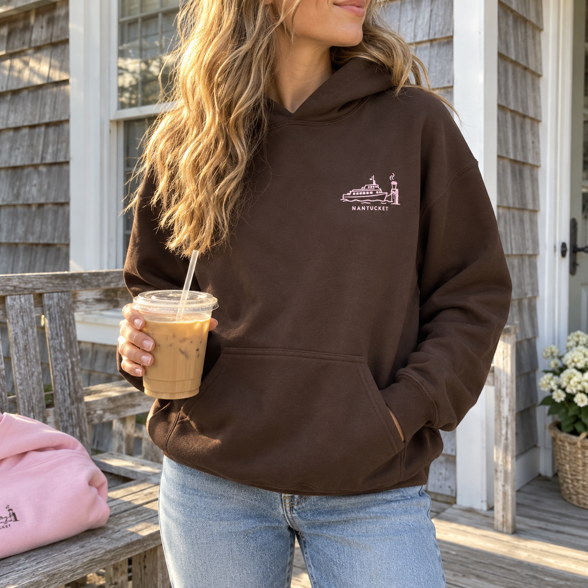 First Coffee, Last Ferry Nantucket Gildan Hoodie